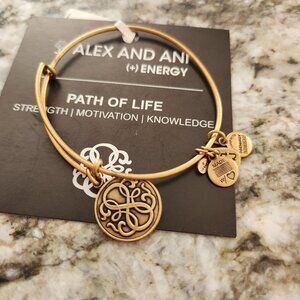 Alex and Ani Bangle Bracelet Path of Life Gold Finish‎ New
